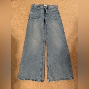 PacSun Women's Wide-Leg Flare Jeans in Light Blue Denim 27